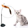 Cat Teaser Wand with Cup Base Bell Suction Long Wand Flexible Bendable Relieve Boredom Simulation Bird Interactive Feather Cat