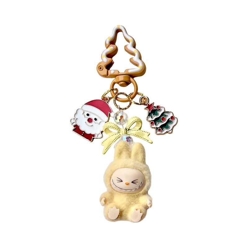 Christmas Labubu Kawaii Particles Keychain Bag Cell Phone Charm Key Chain Christmas Gift Cute Plush Charm