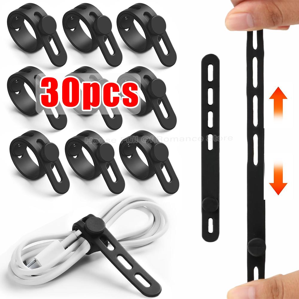 Fascette per Cavi in Silicone Morbido Cinghie Regolabili Elastiche per Cavi Organizer per Fascio di Cavi Wrap Riutilizzabile per la Gestione dei Fili con Fibbia a Blocco