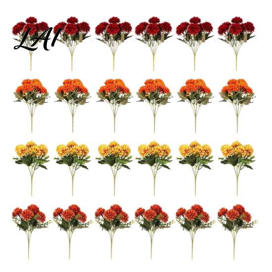 Elegant Faux Botanicals for Party Decor Artificial Mums Flowers Outdoor UV Resistant Fake Fall Chrysanthemums Realistic Silk Wedding Marigold Plant,