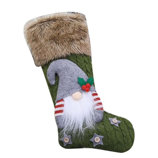 

Pwichdn Рождественский гном чулок Подарки Сумка для хранения конфет Рождественская елка Подвесной орнамент зелёный