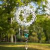 Talos Reflective Flower Wind Spinners, Outdoor Garden Decor, Sparkly Spinner with Bird Pendant, Metal Chimes Gifts for Patio Balcony Yard