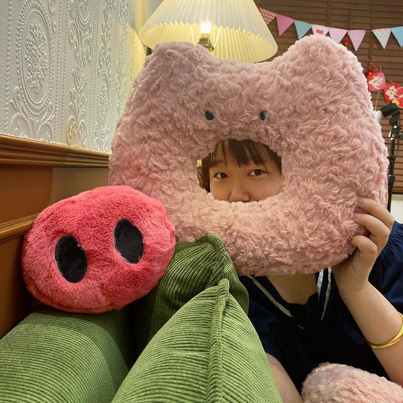 Pink Pig Plush Toy Soft Plush Fill Big Nose Pig Pillow Room Sofa Office Decoration Cushion Birthday Girl Gift
