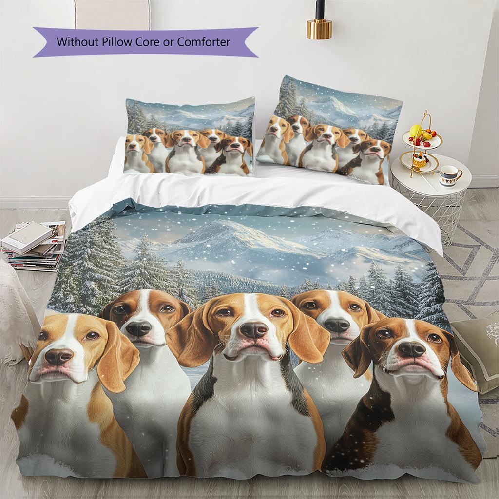 Beagle Pattern Bedding Home Decoration Birthday Gift (1 * Duvet Cover + 2 * Pillowcase, Without Core)