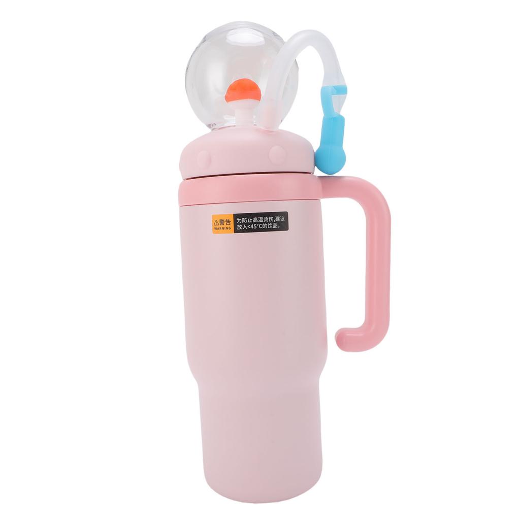 Whale Fountain Water Bottle 710ML Stainless Steel Keep Cold Insulated Drinking Cup with Handle Straw for Outdoor Travel