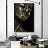African Black Woman Wall Art Canvas Painting Gold Foil Sexy Girl Portrait Posters and Print Art Pictures for Living Room Decor