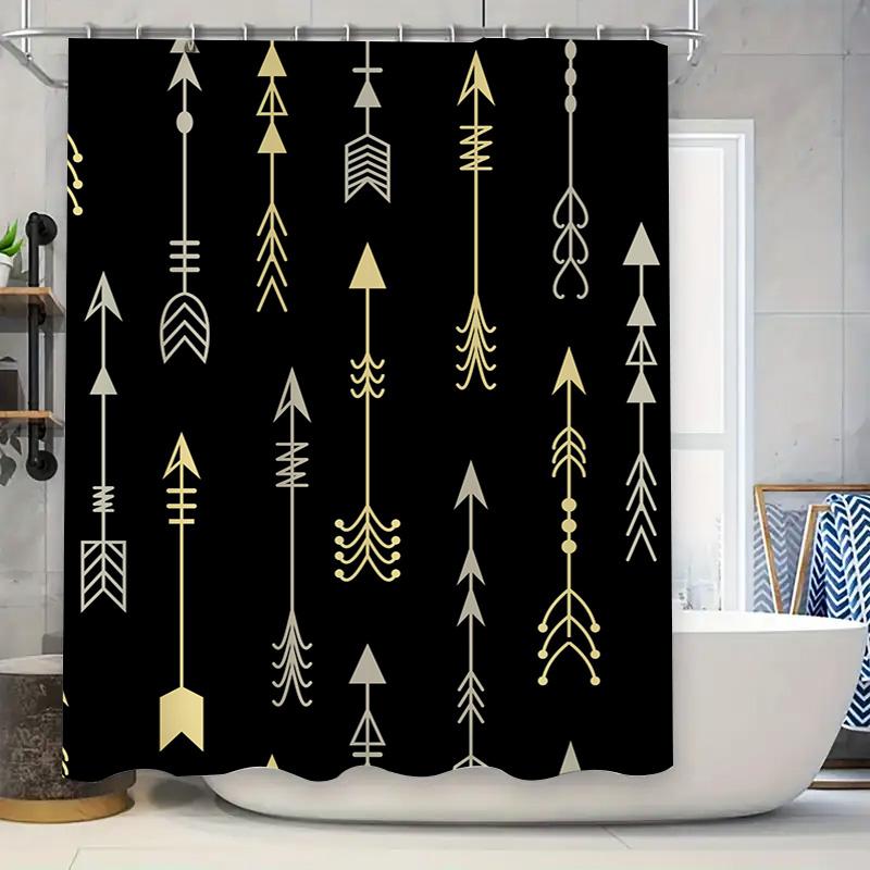 

Black Shower Curtain With Arrowhead Design Modern Bathroom Decor For Home Decoration Supplies W60H190(CM)-1 Pcs