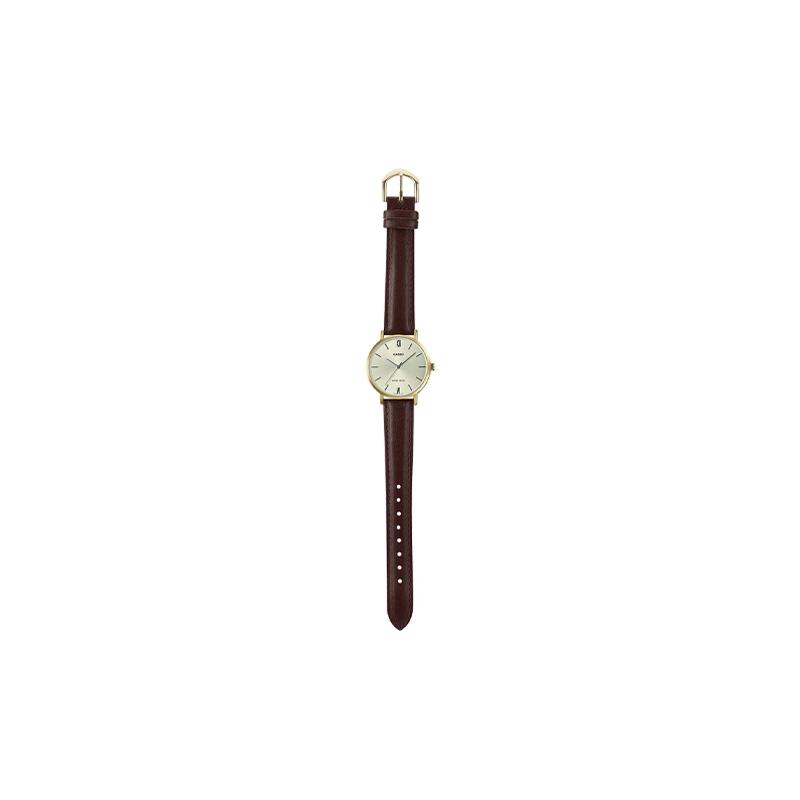 Casio STANDARD Series Fashionable Business Simple Casual Versatile Classic Pointer Roman Scale Golden Dial Quartz Movement Leather Strap LTP-VT01GL-9B
