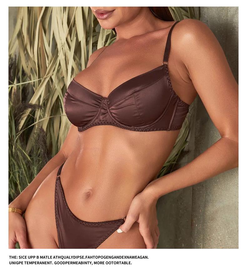 Popular Russia Satin Lingerie: Slim-Fit Anti-Sag Bra Set for Enhanced Shape