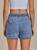 Elastic Waist Drawstring Women's Denim Shorts - Trendy European and American Style