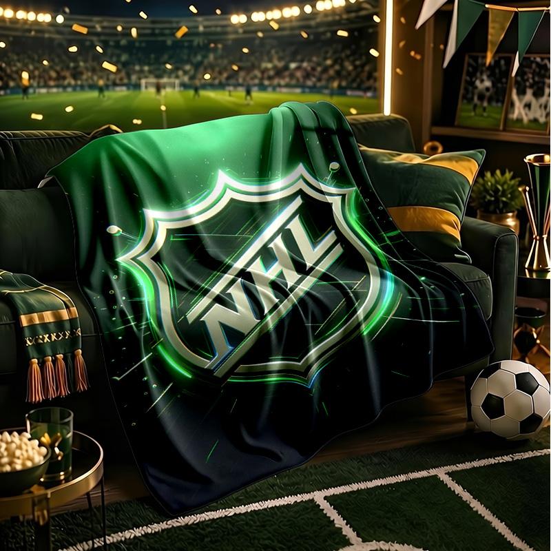 Nhl Hockey League Emblem Throws Blanket Flannel Blankets Plush for Couch Bed Gifts for Men Women Travel picnic blanket Christmas fan gifts