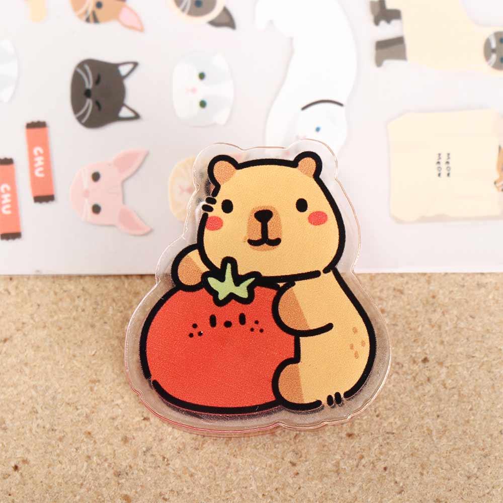 Persimmons Acrylic Paper Clip Capybara Kawaii PP Clip Portable Cartoon Memo Clip  Desk Organizer