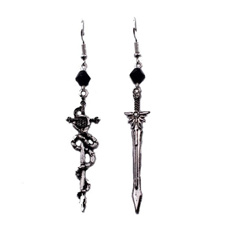 

Gothic Sword Earrings Goth Earrings Gift for Women Asymmetrical Sword Dangle Earrings Christmas Halloween Party Ornament 1