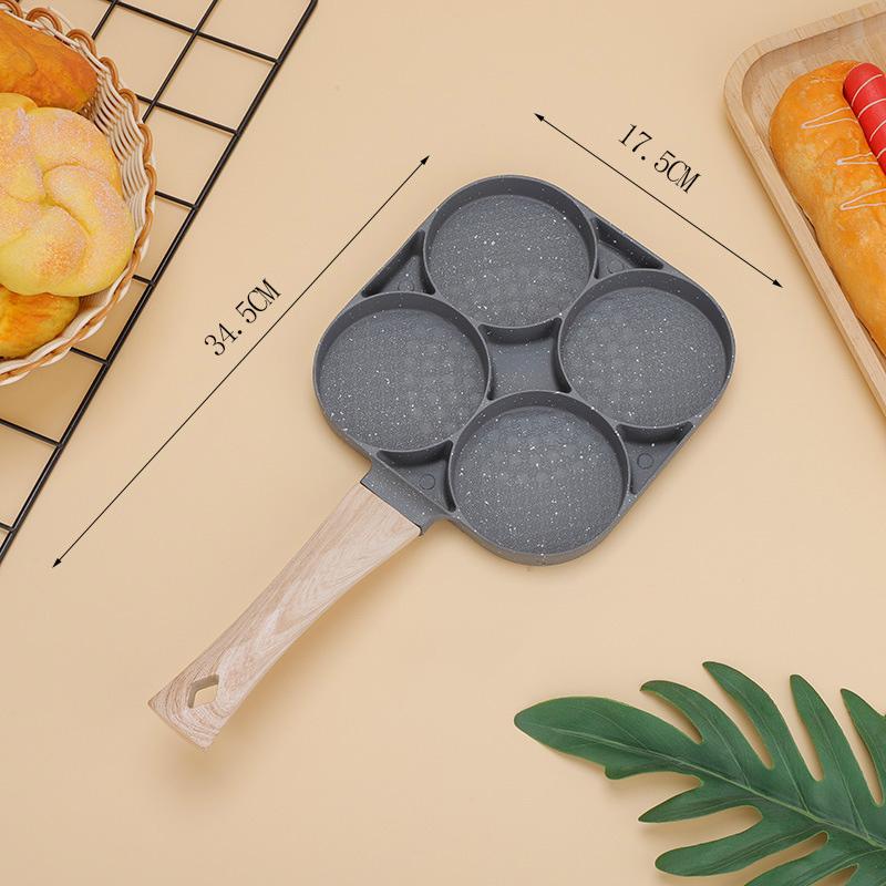Pánev na smažení se 4 otvory Nepřilnavý vaječný palačinkový steak Hamburg Omelet Pánev Snídaně, vícedílný design, pánev na smažení vajíček se čtyřmi sekcemi
