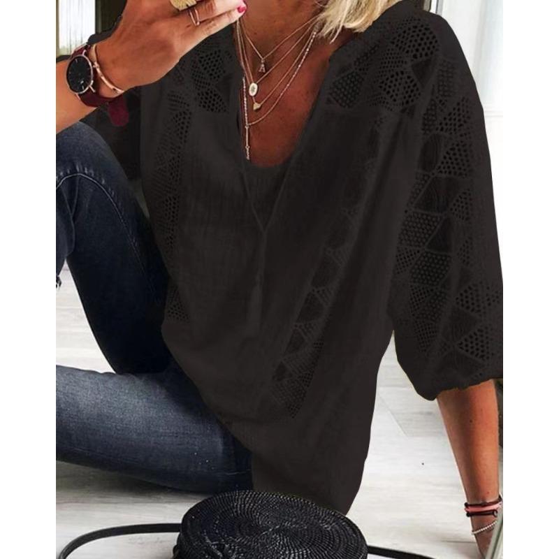 BITCED Camicette e camicie da donna con scollo a V, maniche corte, stampa tinta unita casual alla moda