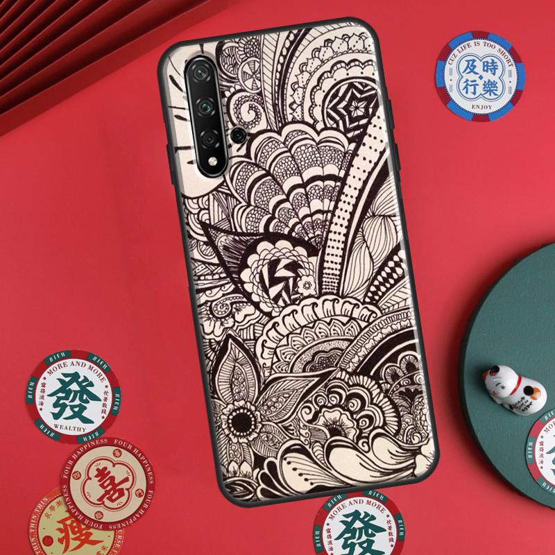 Indian Floral Henna Mandala For Huawei P20 P40 P30 Lite P60 Pro Nova 12s 11i 12i 10 9 SE 5T Y91 Y90 Y60 Y70 Y72 Y61 Case