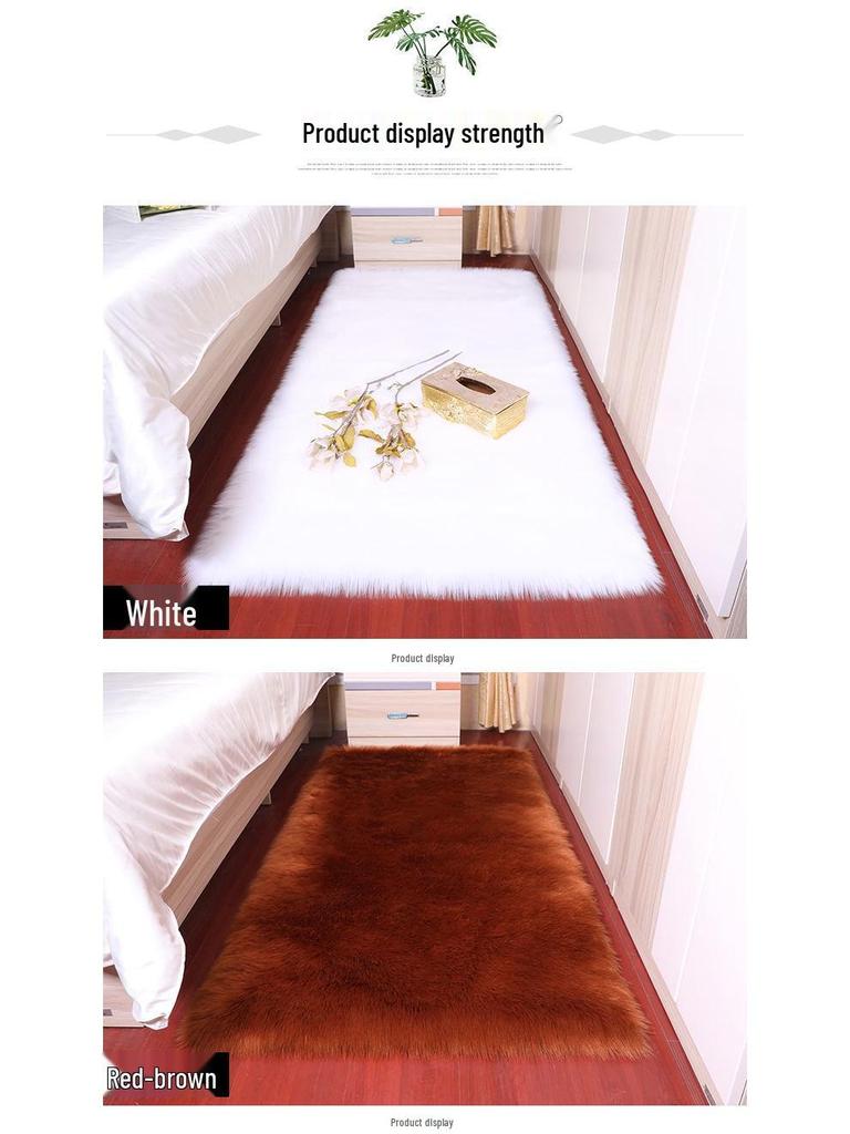 European Style Faux Wool Long Pile Carpet - Full Coverage for Living Room or Bay Window