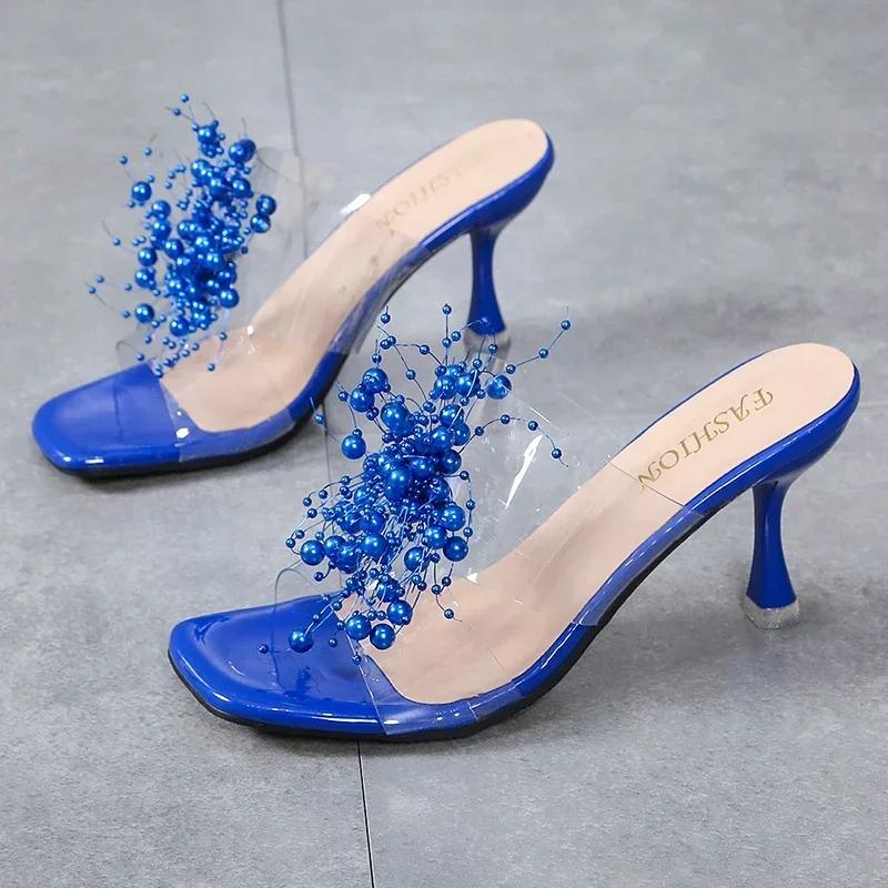 Fashion Women's Wedge Sandals Stiletto Summer New Sexy Crystal Transparent High Heels Glass Rhinestone Outdoor Leisure Comfortable 2024