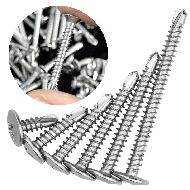 200/20x Self Tapping Screws for Metal Cross Flat Head High-Strength Quick Self-Drilling Metal Screw Hardware Fixing Fastener