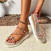 Fashion 2025 Female Shoes Open Toe Women's Sandals Plus Size Casual Sandals Women Round Toe Narrow Band Wedges Ladies Shoes