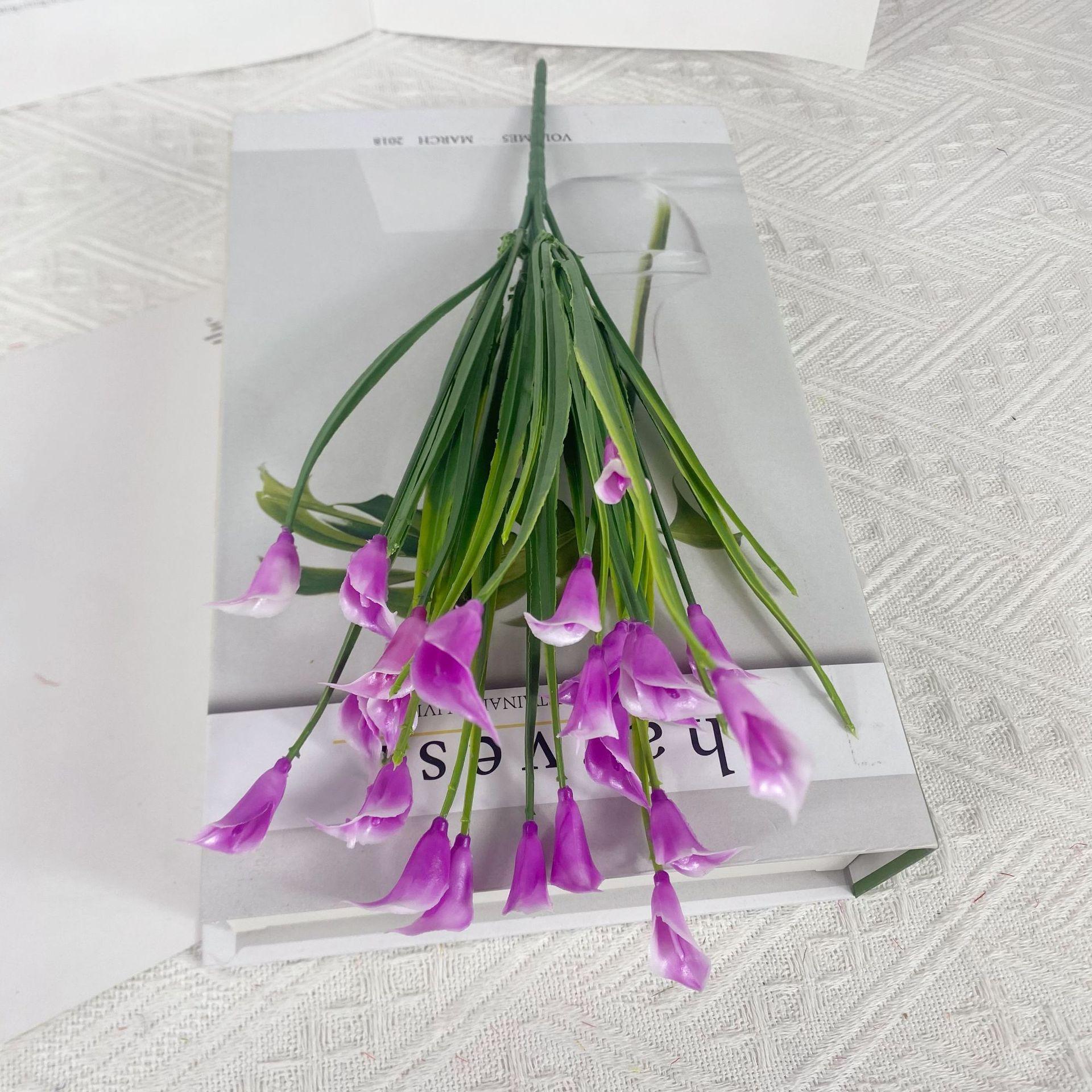 

Искусственный искусственный 5-ветвистый весенний травянистый цветок каллы, украшение для дома и свадьбы, горшечные растения, настенное уличное украшение