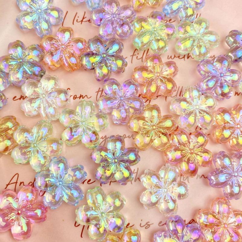 Artworks Handicrafts Sewing Supplies Acrylic Sakura Beads - Rainbow DIY Craft for Jewelry Keychain Bag