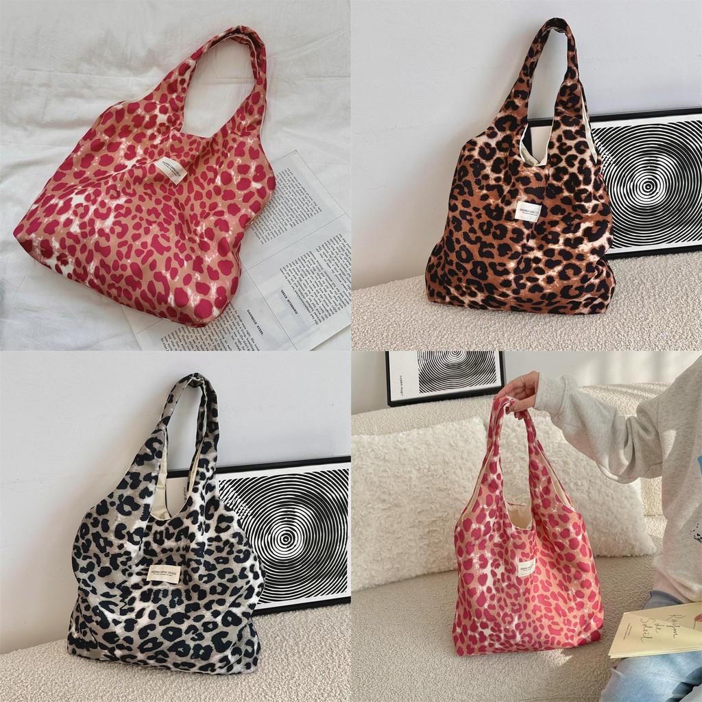 Stylish Leopard Print Tote Bag For College Students Spacious Casual Shoulder Bag In Pink Brown Gray