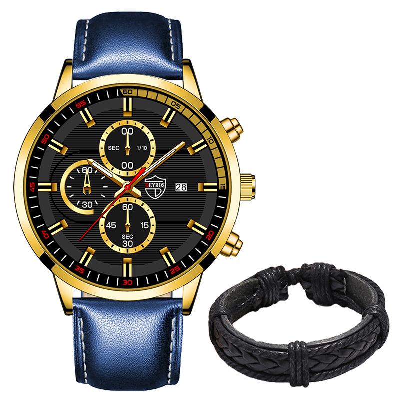 Men's Fashion Sports Watches Men Luxury Business Quartz Wristwatch Calendar Male Casual Leather Bracelet Watch Luminous Clock