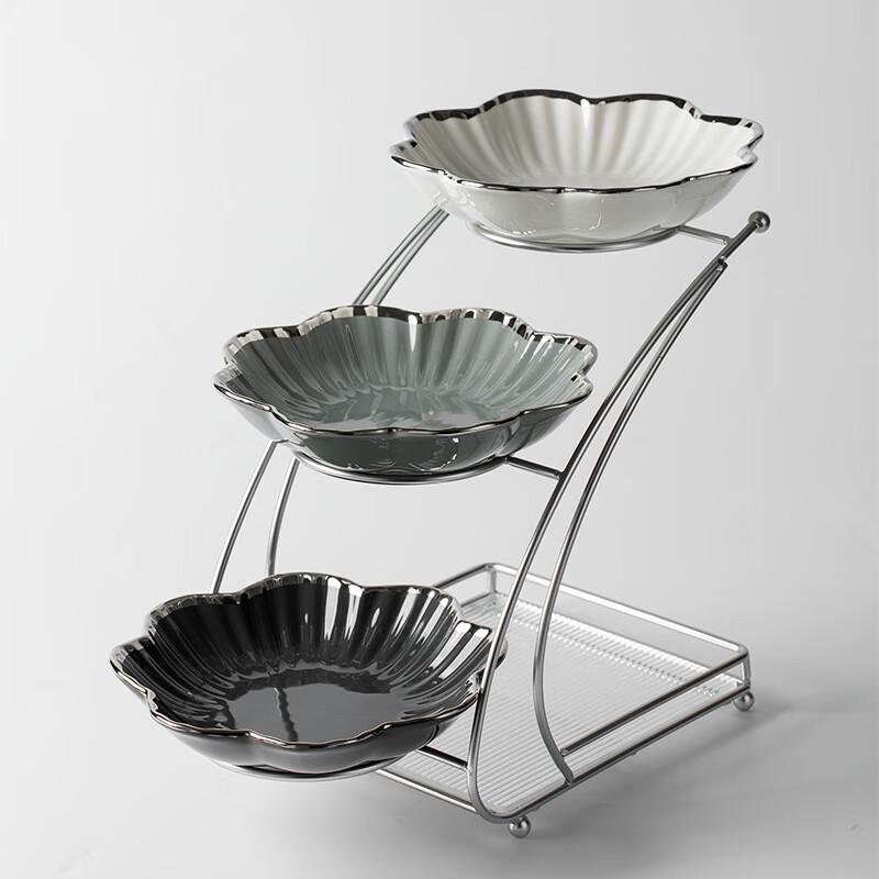 Qianxing Ceramic Auspicious Tiered Dessert Plate