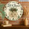 2D Flat, 1pc Winter Snowflake and Pine Tree Aluminum Wall Decor - Let It Snow Sign, Soft Green, Beige, Brown & Other Colors - Pre-Drilled Holes