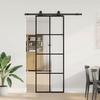 VidaXL Sliding Door Hardware Kit Black 76x205 Cm ESG Glass, Interior Door, Interior Barn Door, Door 3375908