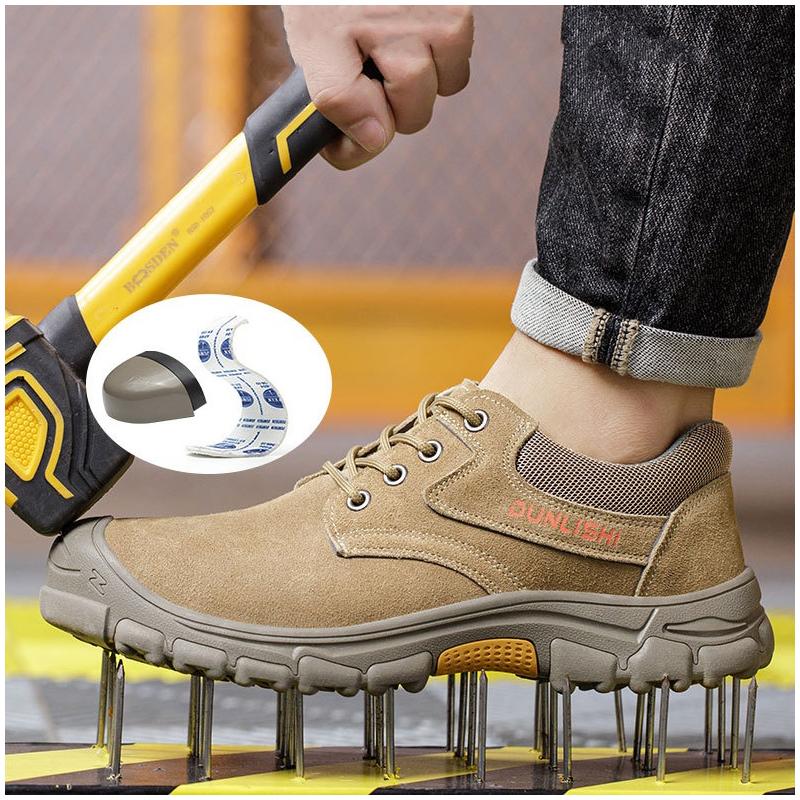 Męskie codzienne buty robocze z noskami stalowymi bezpieczeństwo na zewnątrz narzędziowe buty ochronne pracownika skóra zamszowa bydlęca obuwie spawalnicze chronić