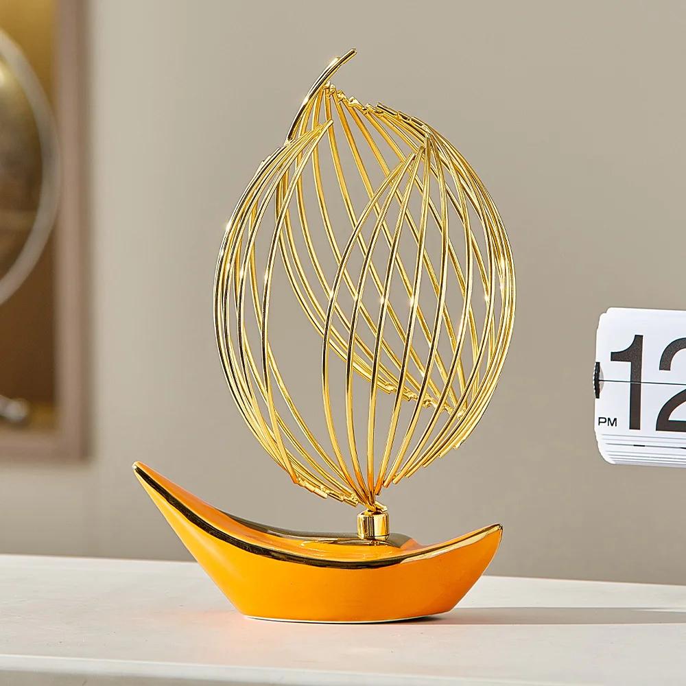 Porcelain Domestic Use Interior Decor Desk Accessories Sailboat Ornaments Smooth Sailing Figurines Decorations For Interior Ceramic Crafts Gifts
