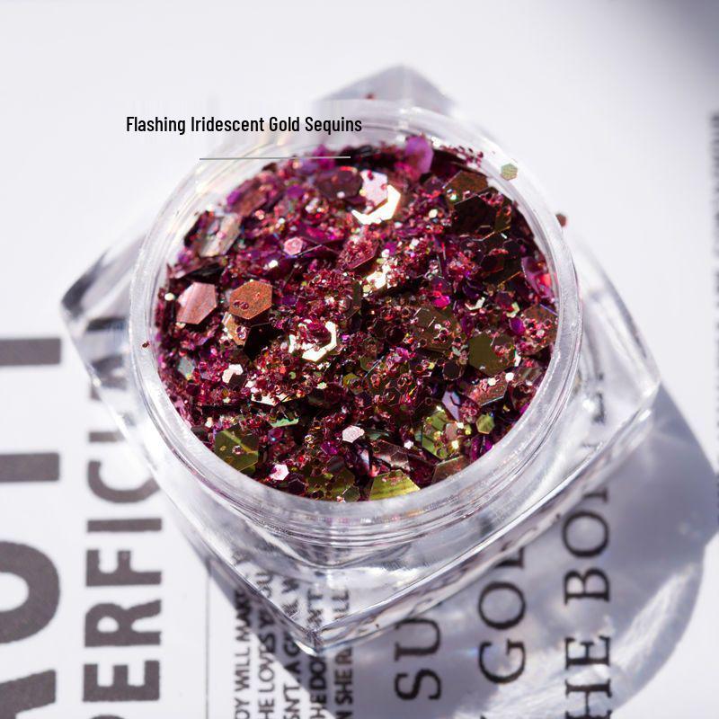 

Переливающийся серебристо-зеленый голографический глиттер Русалка - Шестигранные пайетки смешанного размера