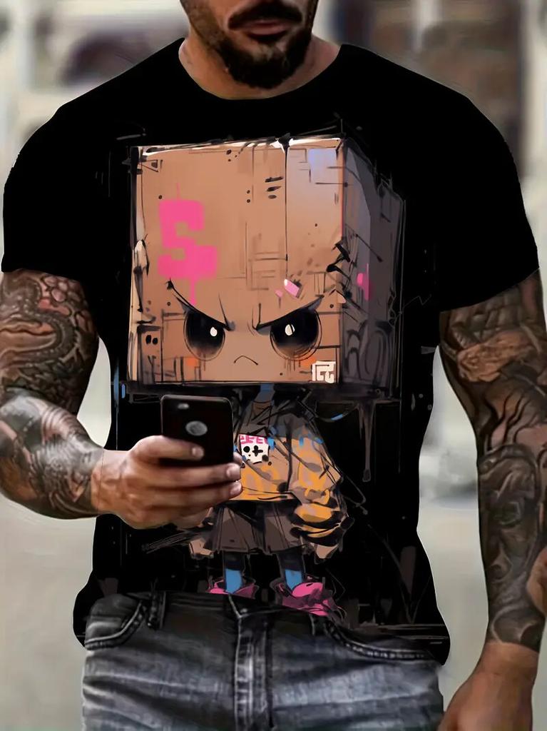 Cartoon Men's T Shirt Funny Graphic Print Summer Casual Short Sleeve Pullover Fashion T-shirts Outdoor Male Overszied Clothing