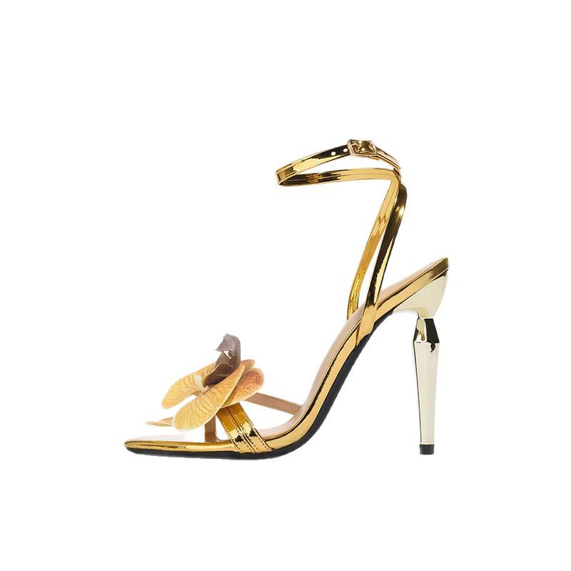 Women's 3D Floral Ankle Strap Stiletto Sandals - Fashion Party High Heels