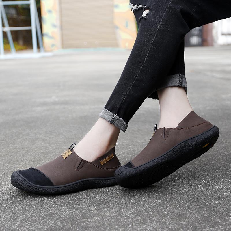 Chaussures en cuir faites main pour hommes Chaussures de randonnée décontractées Chaussures d'extérieur pour la marche et la conduite Tête large Grande taille