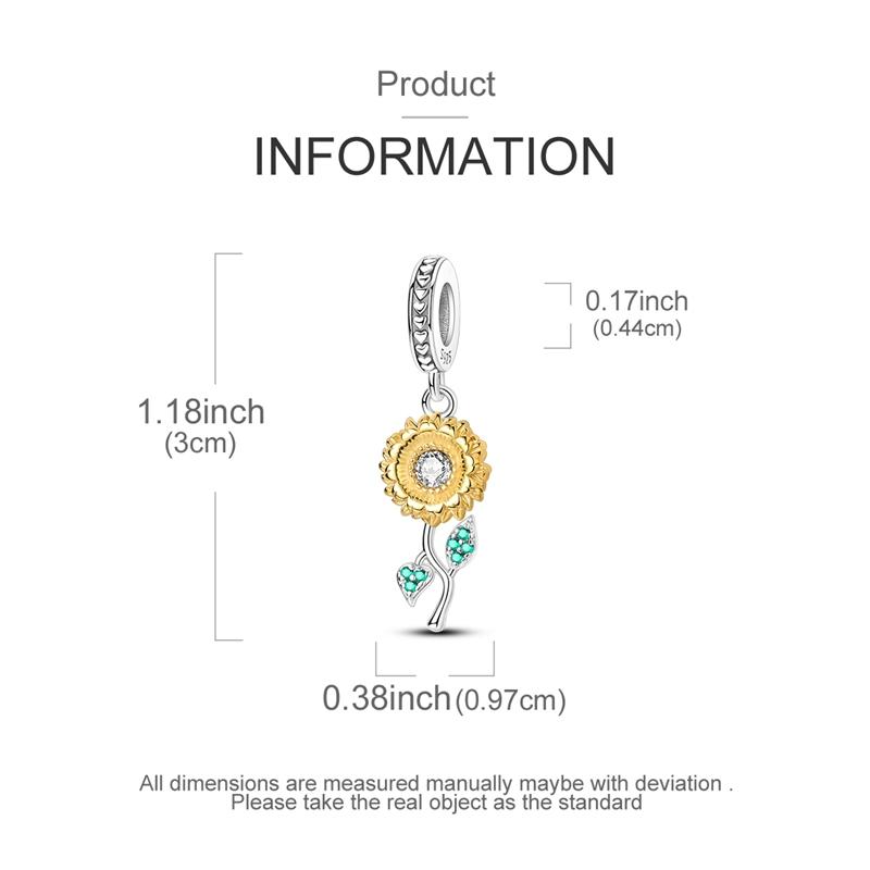 Copper Flower Sunflower Pendant Cross Beer Golden Charms Beads Fit Women Bracelet Jewelry Diy Gifts