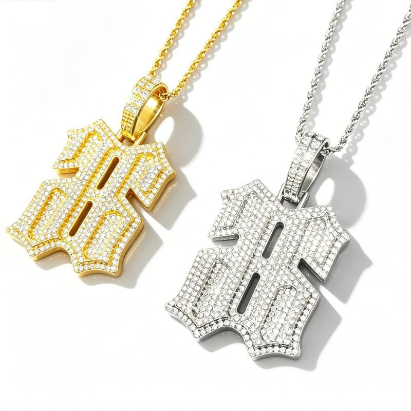 Stile Hip-hop Europeo e Americano Lega Dorata Retro-retro Numero 66 Ciondolo Street Rap Accessorio Trendy
