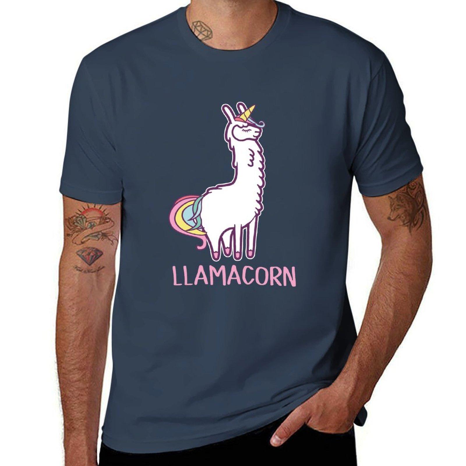 Llamacorn Unicorn Rainbow TShirt Stylish Print Short Sleeve Tee S
