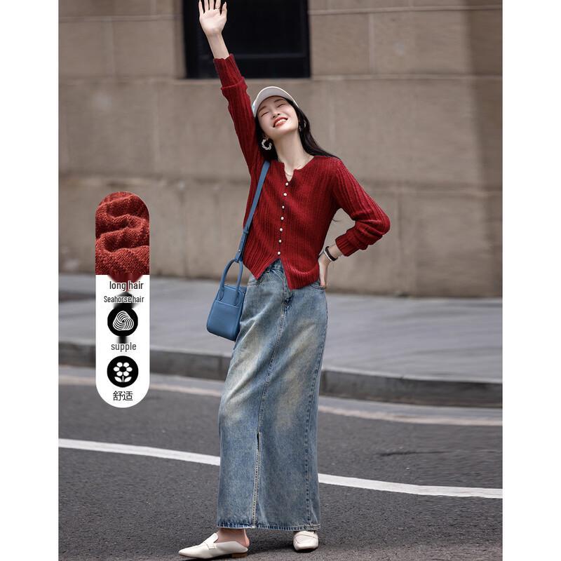 Demana Women s Wool Blend Round Neck Knit Sweater S