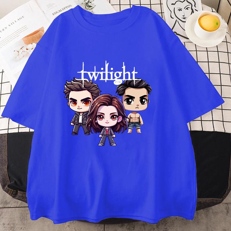 Nové Dámské Pánské Módní Tričko s Krátkým Rukávem Potisk Soumraku Ležérní Volné Letní Chladivé Tričko Topy