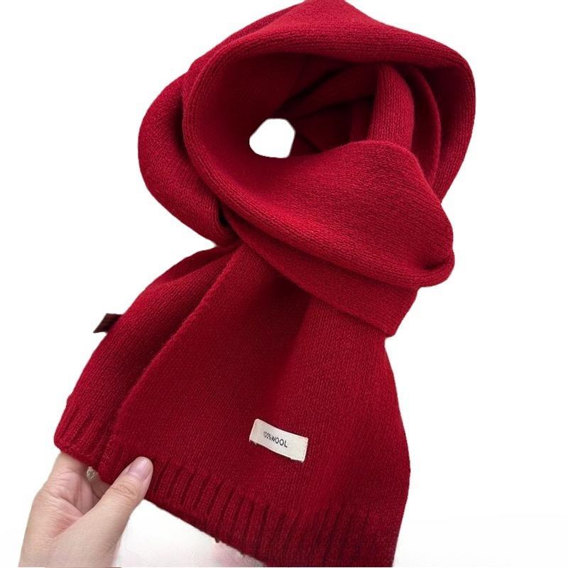 New Year's Red Little Luck Christmas Red Hat  Pure Wool Scarf  Gloves  Cold Resistant Outdoor Warm Scarf