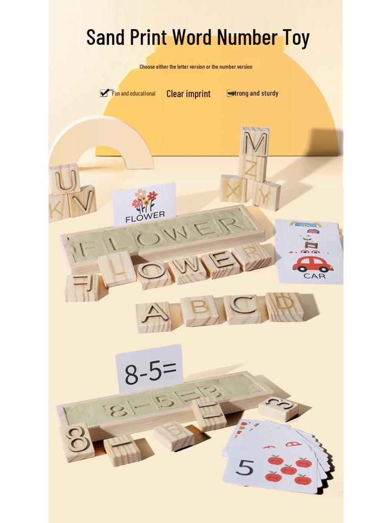 Educational Sand Printing Game: Letters & Numbers for Ages 1-3, Phonics & Spelling Toy