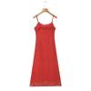 French Retro Vacation Ruffle Edge Suspender Dress Women's Spring and Summer New Waist Slim Red Polka Dot Dress
