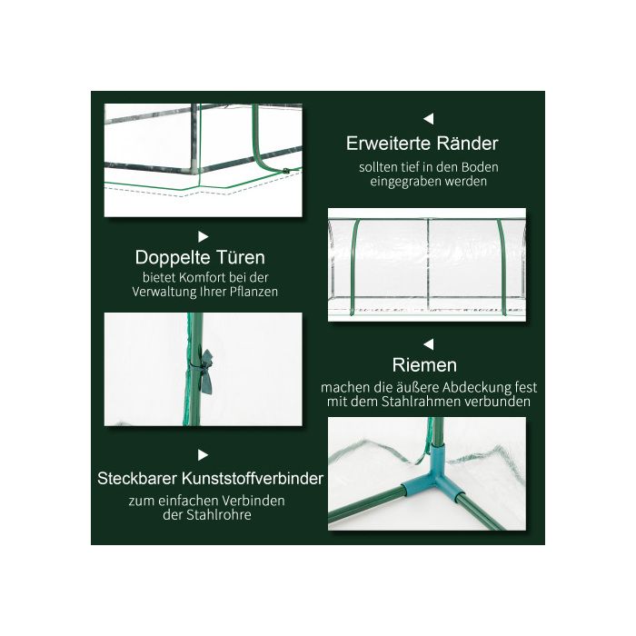 Gewächshaus - MUVOE - 200x100x80 cm - Stahl - Kunststoff - Grün