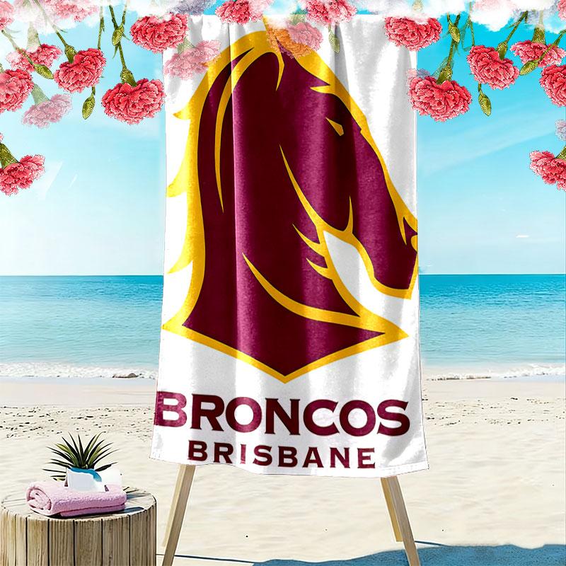 Brisbane Broncos Print Beach Towel, Large Soft Quick Dry Towel for Beach Camping Swimming