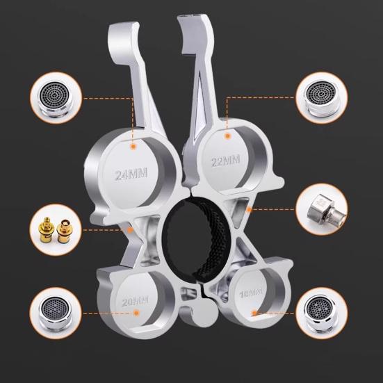 12-в-1 Ключ для аератора Міцний Металевий Стійкий до Іржі Інструмент для Зняття Насадки-Розпилювача Змішувача Кухонний Ванний Раковина Сантехнічний Ремонтний Інструмент