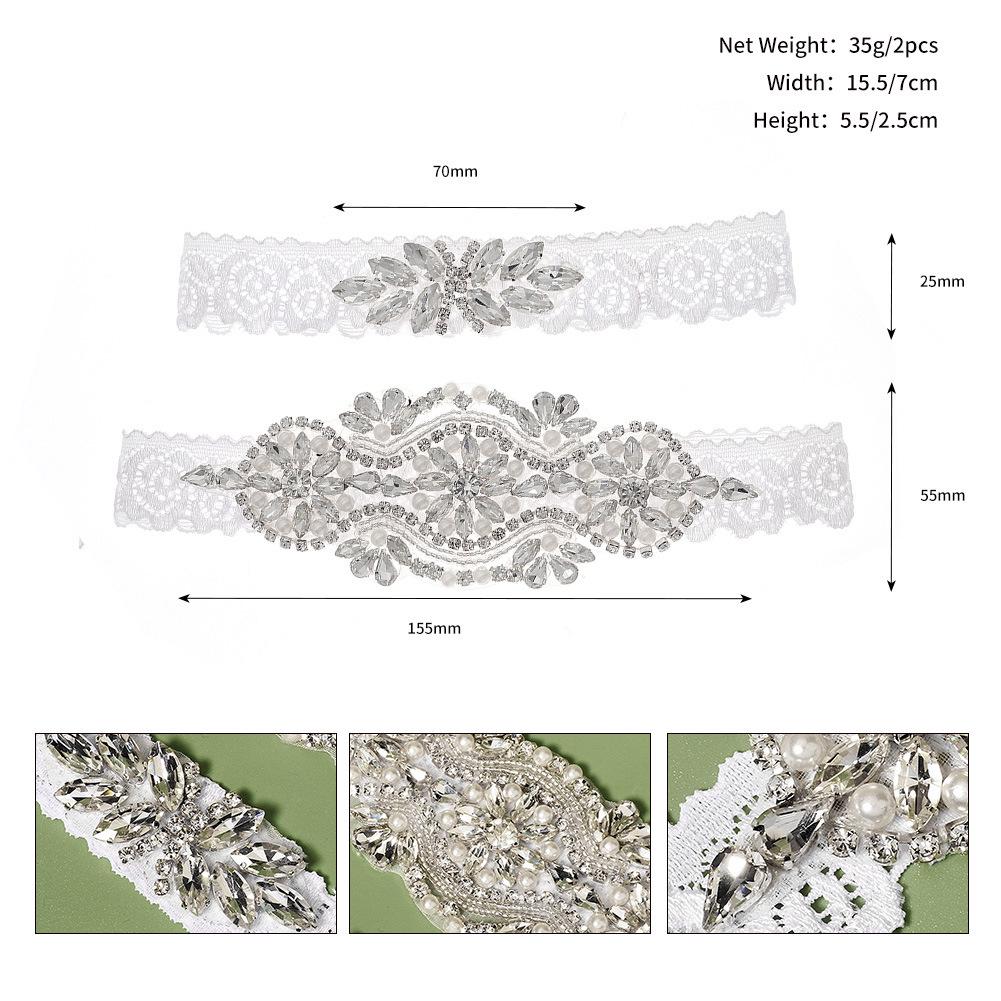 

Luxury Rhinestone Flower Bridal Garter Set with Pearl Accents for Evening Gowns One Size