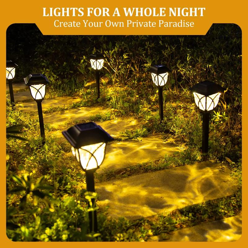 2pcs/Lot Led Solar Lawn Lights Outdoor Waterproof Warm Light Garden Decoration Lamp For Walkway Path Villa Yard Driveway